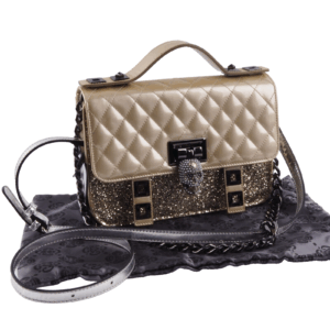 PHILIPP PLEIN Gold Glitter Skull Luxus Designer Flap Umhängetasche OP: 2200€
