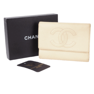 CHANEL Portemonnaie Timeless CC Caviar Beige Trifold Wallet Geldbeutel OP: 750 €